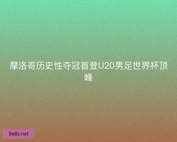 摩洛哥历史性夺冠首登U20男足世界杯顶峰
